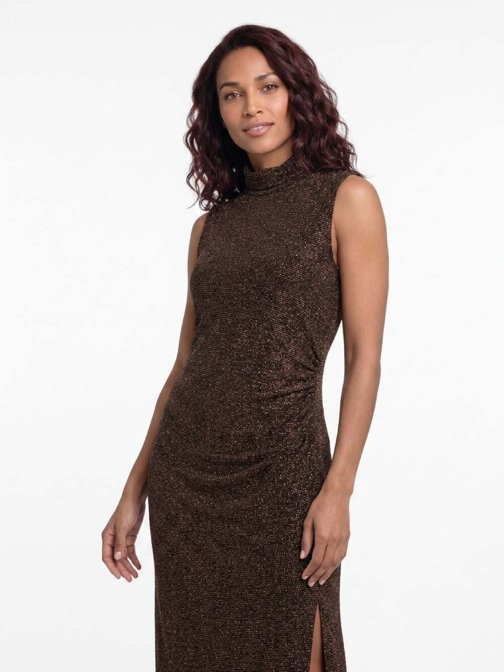 Lauren Ralph Lauren Sleeveless Mock Neck Metallic Maxi Dress - Picture 2 of 11